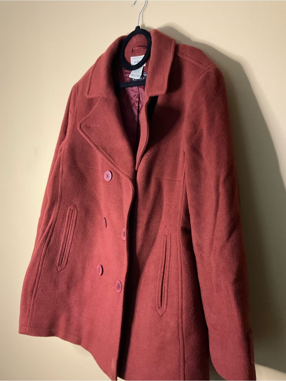 LL Bean Plus Classic Double-Breasted Women's Wool Coat - Rust Red - Picture 2 of 9